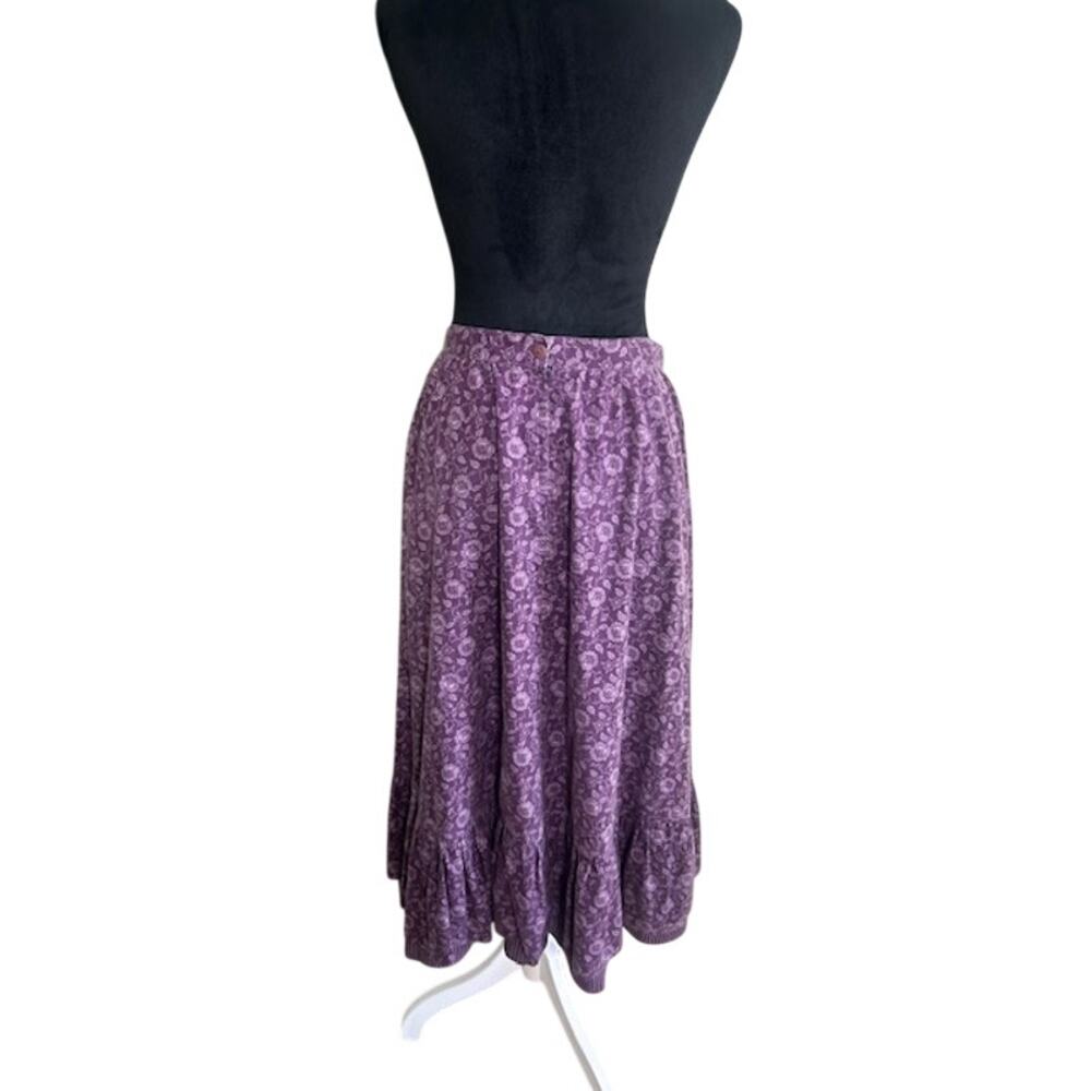 Gunnies Gunne Sax Vintage Skirt Floral Purple Ruffle Hem Prairie Cottagecore - Picture 6 of 13